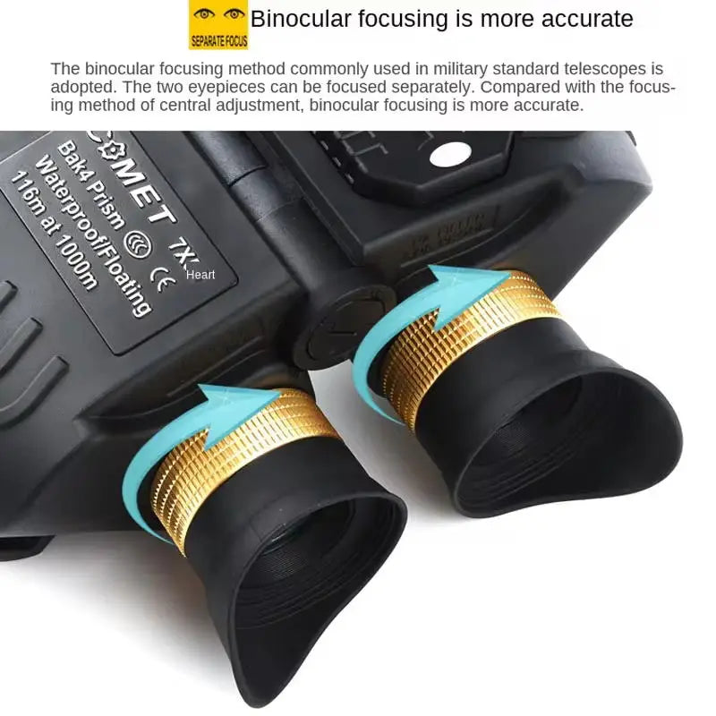 7x50 Binocular High Power Professional Telescope Navigation Rangefinder Compass Waterproof Hunting Camping Hiking Outdoor Sport