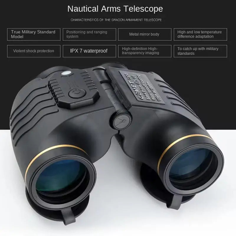 7x50 Binocular High Power Professional Telescope Navigation Rangefinder Compass Waterproof Hunting Camping Hiking Outdoor Sport