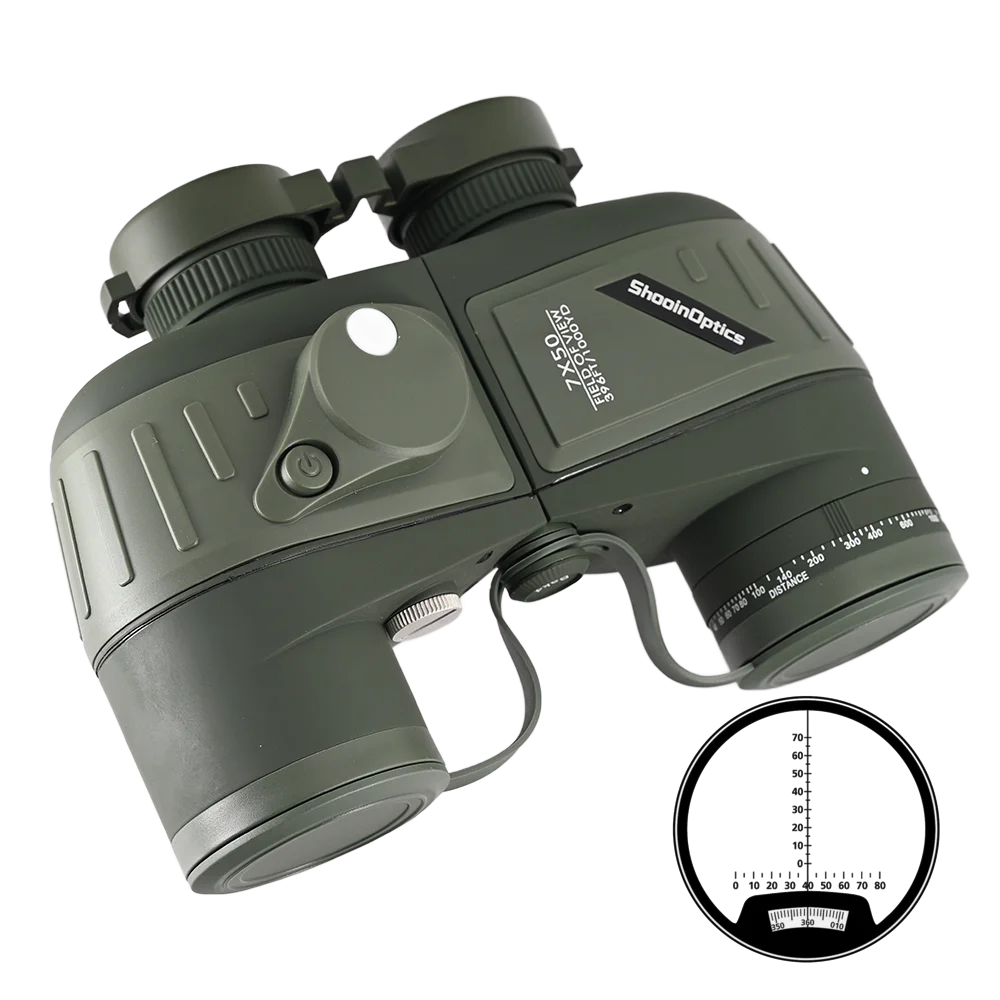 Shooin Optics Compass Binoculars 7X50 Waterproof Floating Nautical For Hunting Bird Watching Marine Navigation